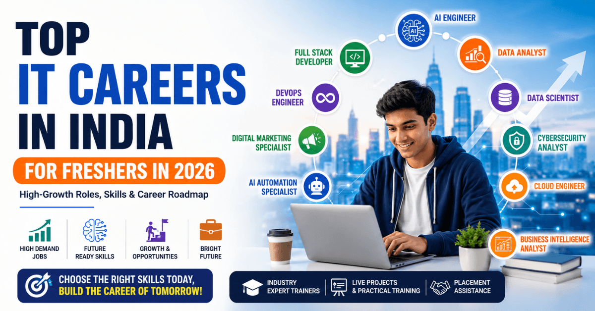 Top IT Careers in India for Freshers in 2026: High-Growth Roles, Skills & Career Roadmap
